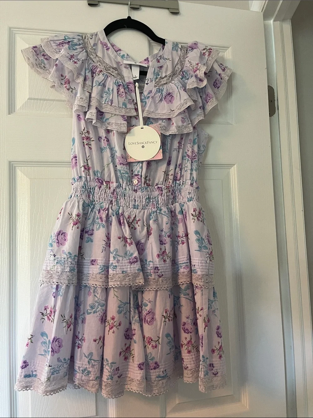 LoveShackFancy Lavender Floral Ruffle Tiered Dress - Picture 1 of 1